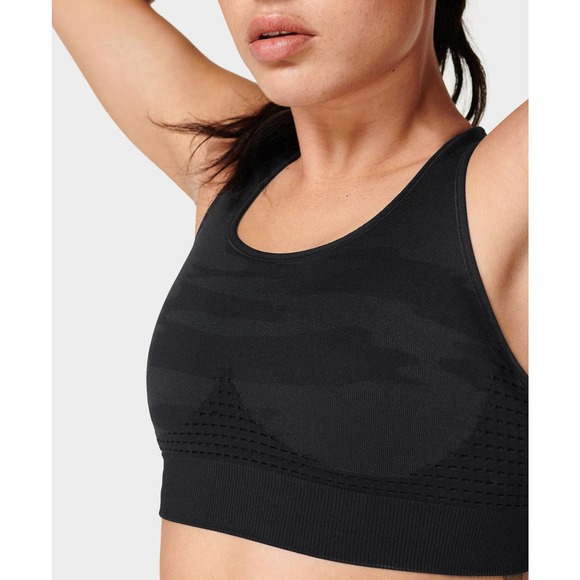 Sweaty Betty Stamina Sports Bra Grey Leopard Black Camouflage Size XS NWT - Picture 2 of 11